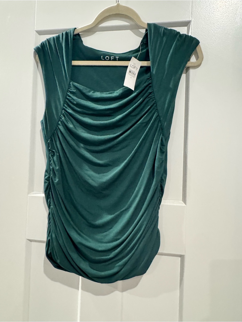 LOFT Ruched Sleeveless Draped Top - Teal